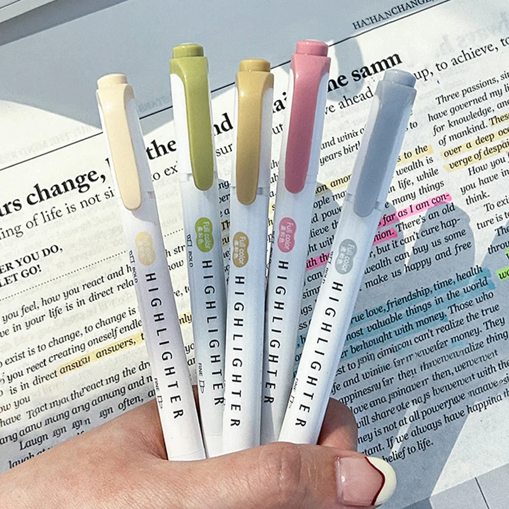 Pastel Highlighter Set Double Ended - 5 sztuk pastelowych zakreślaczy Kolory Podwójna