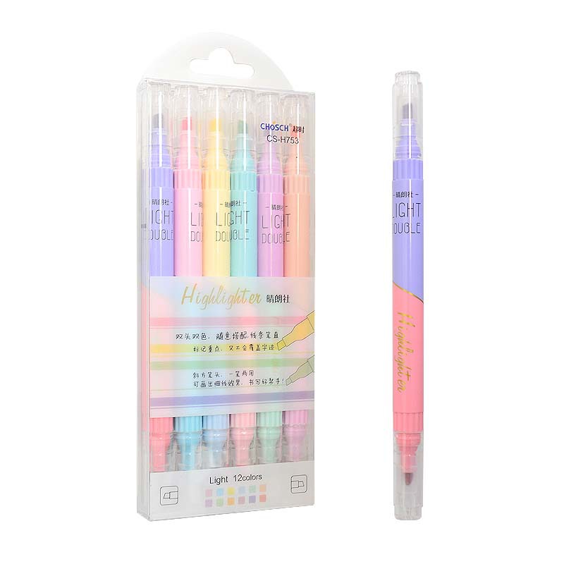 Pastel Highlighter Set Double Ended - 6 sztuk podwójna końcówka wyróżnienia długopisy
