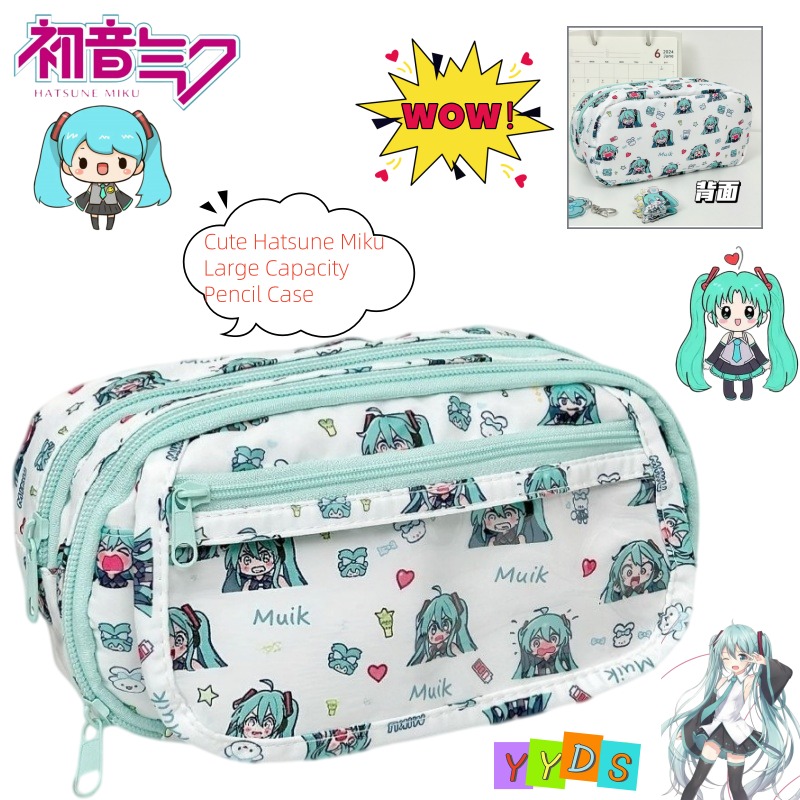 Aesthetic Large Pencil Case Pouch - Piórnik Hatsune Miku, uroczy, z motywem