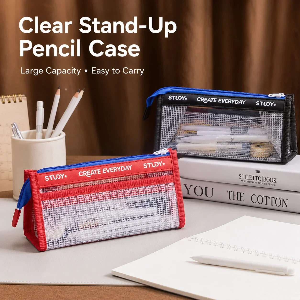 Przezroczysty piórnik, duża po – Aesthetic Large Pencil Case Pouch recenzja i cena