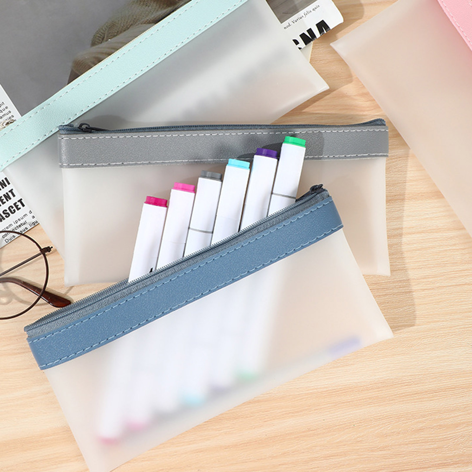 Przezroczyste matowe piórnik o – Aesthetic Large Pencil Case Pouch recenzja i cena