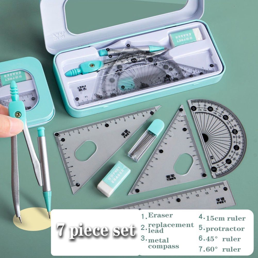 7 sztuk/zestaw linijka kompas  – Math Geometry Set With Compass recenzja i cena
